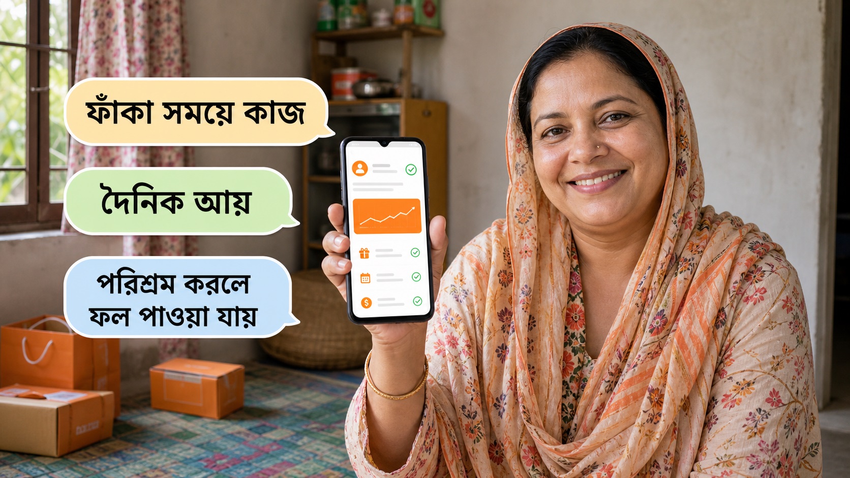 মোবাইল ব্যবহার করে অনলাইন সাপোর্ট কাজ করছেন